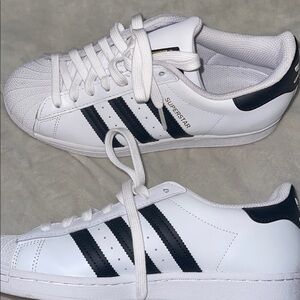 Adidas Classic White Sneakers with Black Stripes